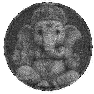 Ready to make Baby Ganesha Hinduism string art scheme