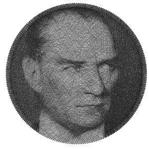 Ready to make Mustafa Kemal Ataturk in 1930 Politicians portraits string art scheme